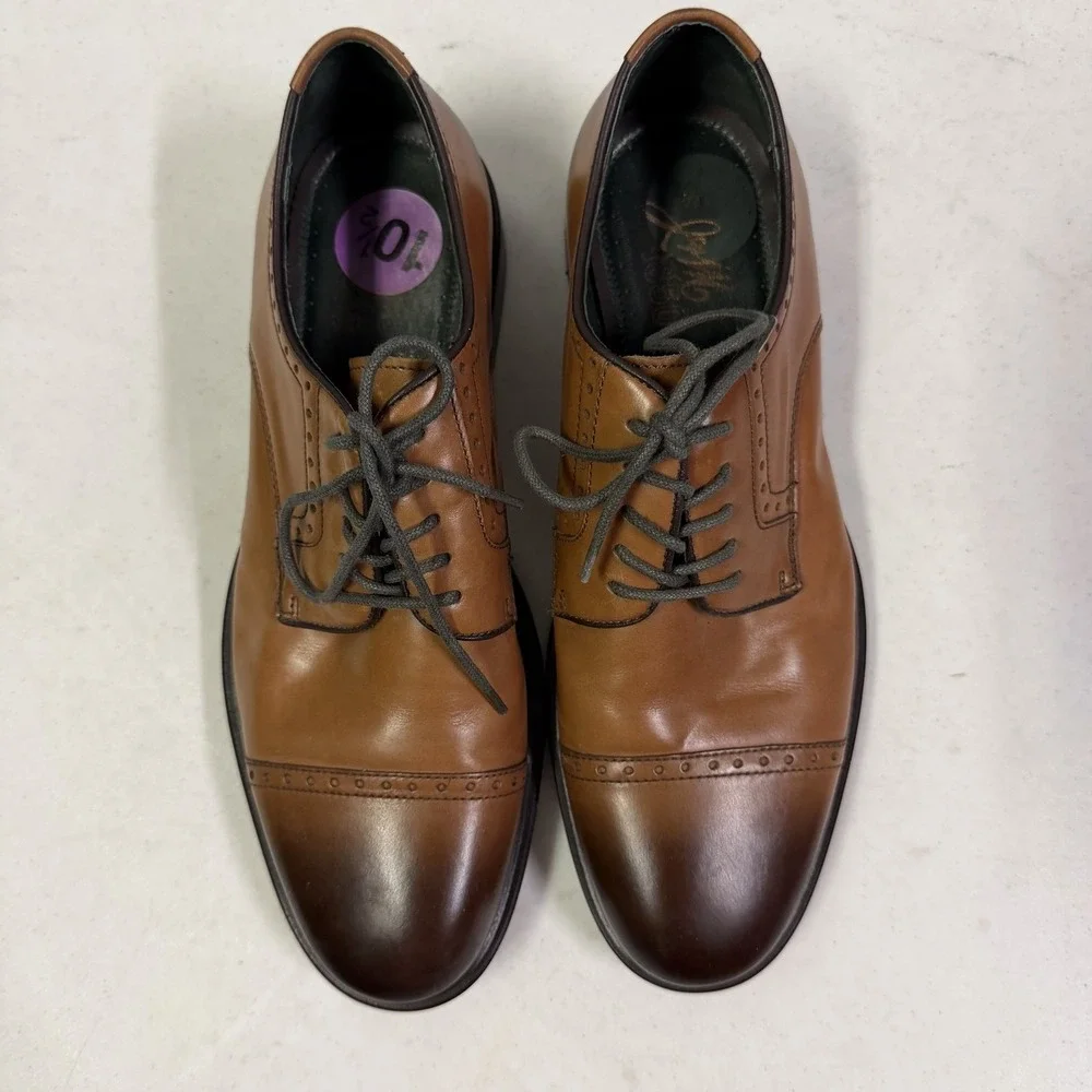 Johnston & Murphy J&M 1850 Men's 10.5M Brown Leather Cap Toe Oxford Dress Shoes